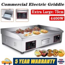 Image of Commercial Electric Griddle Countertop Kitchen Hotplate BBQ Stainless Steel 73cm