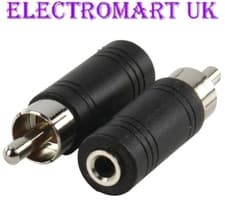 Image of 2 X RCA PHONO PLUG TO 3.5MM MINI MONO JACK SOCKET ADAPTOR AMP AMPLIFIER MIXER