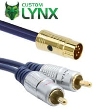 Image of 5 Pin Din to 2 x RCA Phono Cables. B&O, Quad DVD/CD/AMP to AUX, HIFI PRO Lead