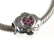 Image of Chamilia 925 silver & crystal PINK LOVE HEART charm bead, love, romance
