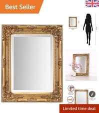 Image of Rhone French Vintage Mirror in Antique Gold - Elegant Home Decor, 42cm x 53cm