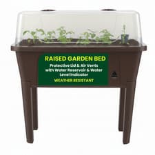 Image of Raised Bed Garden Elevated Plastic Grown Box Raised Planter With Protective Lid