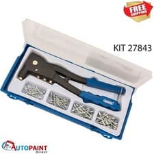 Image of DRAPER TOOLS HAND POP RIVETER RIVETING GUN KIT WITH 100 ASSORTED RIVETS 27843