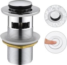 Image of POPUP BASIN WASTE SLOTTED BATHROOM CHROME SINK PUSH BUTTON CLICK CLACK PLUG KIT
