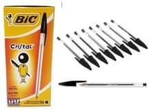 Image of BIC PENS Cristal Medium Ball Point Pens Biros (BLACK, BLUE & RED OPTION) 1 to 50
