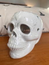 Image of White Ceramic Skull Oil Burner Brand New Suva Skull Home Fragrance Halloween