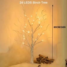 Image of Indoor Outdoor Christmas Lit Birch Tree with 144 Warm White LEDs