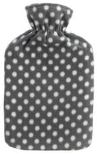 Image of Hot Water Bottle With Cover Fleece 2L Check Polka Designs Warm Natural Rubber