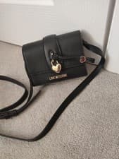 Image of Love moschino small saffiano cross body bag, new no tags, black and gold...