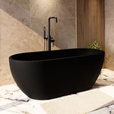 Image of Matt Black Freestanding Double Ended Bath 1650 x 750mm - Lisbon LISMB1650