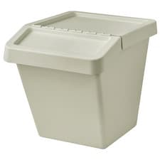 Image of Sorting Bins Recycling Segregation Waste Stackable Light Beige bin Set 37L, 60L