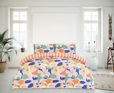 Image of Luxury Super Soft Reversible Abstract Floral Duvet Cover With Pillowcase