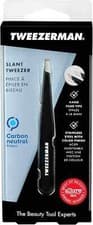 Image of Tweezerman Eyebrow Tweezers Slanted Stainless Steel Black Large Size