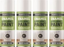 Image of 4 x 400ml Enamel Appliance Spray Paint White Gloss Enamel Coating Sprat Paint
