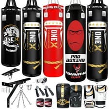 Image of Punch bag Filled Hanging Boxing bag Heavy Duty MMA Punching Kick Gym Exercise.