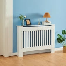 Image of Modern Radiator Cover Traditional Wood Wall Cabinet MDF Slats, White, S M L XL