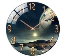 Image of Glass Wall Clock 12 Inch Silent Non Ticking Round Wall Clocks for Living Room Be
