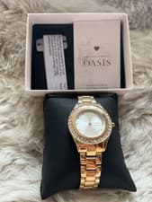 Image of Oasis Rose Gold Plated Metal Bracelet Watch With Diamanté Dial