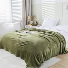 Image of Luxury Solid Flannel Fleece Throw Blanket Sofa Bed Double Single Warm Cosy Gift