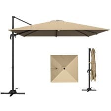 Image of Outsunny 3 x 3 m Cantilever Parasol, Square Patio Umbrella with Crank Handle