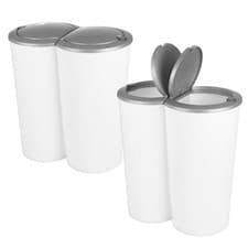 Image of Circular Double Recycling Waste Bin Duo Rubbish Plastic Disposal 2 x 25 Litre