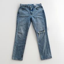 Image of AllSaints Curtis ripped straight leg mid rise denim jeans W32