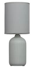 Image of 35cm Grey Shade Ribbed Ceramic Bedside Switch Table Lamp BED Room Hallway Light