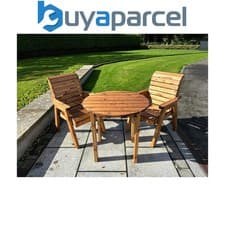 Image of Charles Taylor Thatcham Wooden Garden Round 2 Seat Dining Table Chair Bistro Set