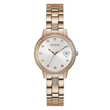 Image of Guess Three of Hearts Quartz White Dial Steel Strap Women's Watch GW0657L3