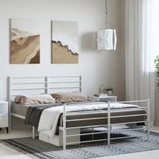 Image of WALPLUS King Metal Bed Black 160x200cm Industrial Style Bed Frame