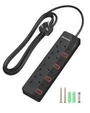 Image of DEWENWILS 4 Way Extension Lead 3M with Individual Switches, 13Amp 4 Gang Power