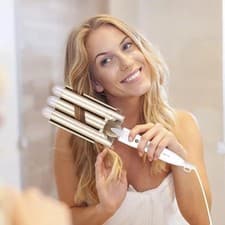 Image of Mermaid Barrel Hair Curler, 25mm Triple 3 Barrel Hair Styling Wave Tool, Varying