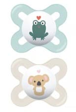 Image of MAM Start 0-2 months Orthodontic 2Pk Dummy Soothers Frog / Koala with case
