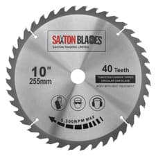 Image of Saxton TCT Circular Wood Blade 255mm x 40T fits Evolution Rage Saws 25.4mm Bore