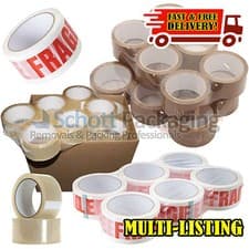 Image of LONG LENGTH PACKING TAPE STRONG - BROWN / CLEAR / FRAGILE 48mm x 66M PARCEL TAPE