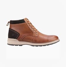 Image of Hush Puppies Dean Mens Nubuck Lace-Up Comfort Brown Chukka Boots