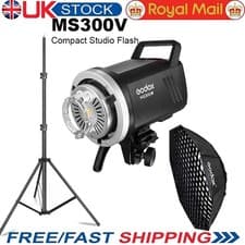 Image of Godox MS300V Compact Studio Flash Strobe + 95cm Grid Softbox + Light Stand