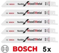 Image of Bosch Reciprocating Saw Blades x 5 For Wood & Metal 10 TPI 150mm 6” TATTY PACK