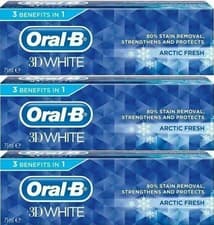 Image of 3 x Oral-B 3D White Arctic Fresh Mint Toothpaste Whitening Enamel Protect - 75ml