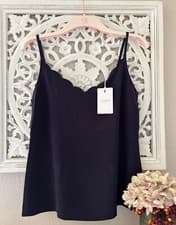 Image of TED BAKER 🎀 Siina Scallop Cami Top Size 1 UK 8 NAVY RRP £40