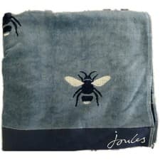 Image of Joules Blue Botanical Bee 100% Cotton Bath Towel 70cm x 130cm. New