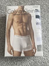 Image of Calvin Klein 3 Pack Size Large Cotton Stretch Trunks In Black White And Grey