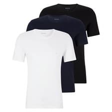 Image of Hugo Boss Mens 3 Pack T Shirts White Black Blue Size M XL XXL
