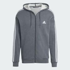 Image of ADIDAS ESSENTIALS FLEECE 3-STRIPES FULL ZIP MEN'S HOODIE SIZE: L