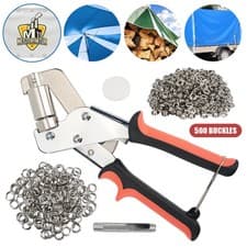 Image of Grommet Tool Kit Eyelet Plier: Handheld Puncher Set with 500pcs 3/8 inch Eyelets
