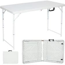 Image of Folding Table 4ft & 6ft Heavy-Duty Waterproof, Adjustable Height Camping, Picnic