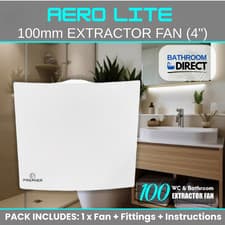 Image of Aero Light Bathroom Extractor Fan 100mm 4" Wall Vent – IPX2 Timer or Standard