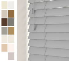 Image of NewEdgeBlinds PVC Faux Wood String Venetian Blinds Grained 50mm Made To Measure