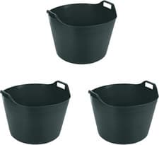 Image of 75L DARK GREEN Extra Large Plastic Flexi Tub with Handles Heavy Duty Flexible Ro