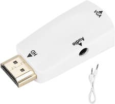 Image of HDMI to VGA Adapter Converter with 3.5mm Audio Jack Cable Male to Female Connect